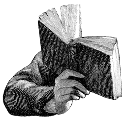 hand with book on right
